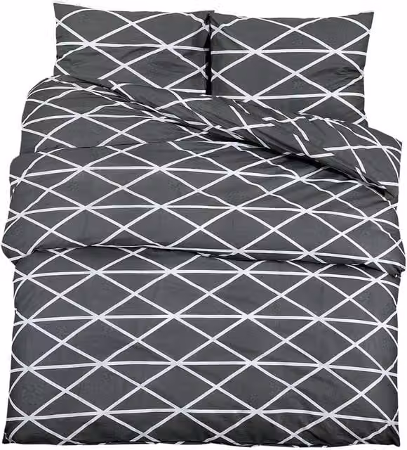 Berkfield Home Grey Cotton Duvet Cover and Pillowcase Set W/D/H: 225 x 220 cm