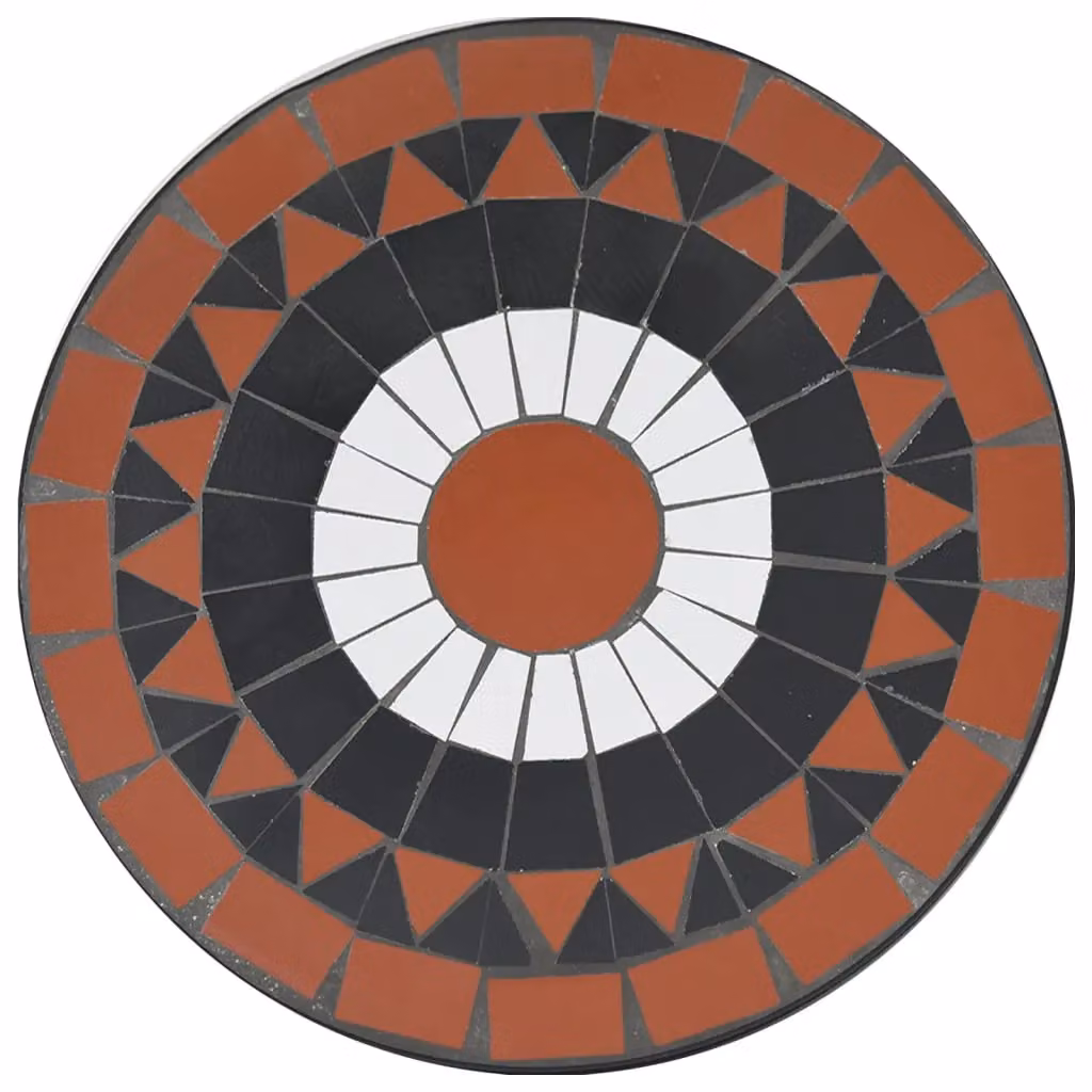 Berkfield Home Mosaic Bistro Table in Terracotta and White Ceramic and Metal, W: 50 cm, D: 70 cm – 3