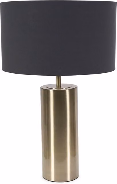 ValueLights Lexy Dimmable Touch Table Lamp with Beige Fabric Drum Shade and LED Bulb in Antique Brass