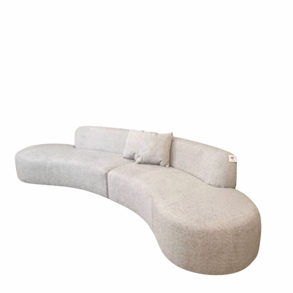 Stratus Interiors Miami Boucle Curved Corner Sectional Sofa in Light Grey – 2