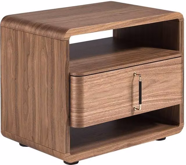 Angel Cerda Modern Bedside Table in Walnut with Soft Close Drawers, W/D/H: 60 x 43 x 50 cm – 1