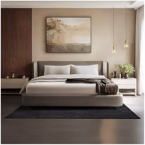 tectake Black Short-Pile Fluffy Rug, Allergy-Friendly, Washable and Non-Slip, W/D/H: 140 x 200 x 1.5 cm – 1