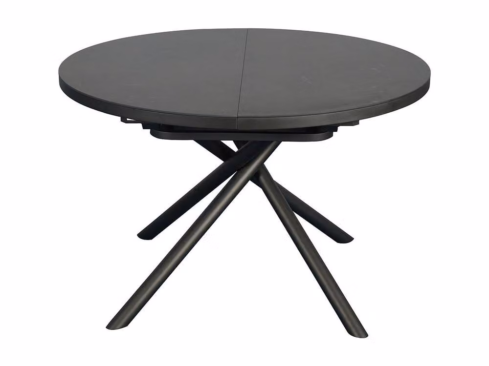 Vente-unique Modern Round Extendable Dining Table with Ceramic Top and X-Frame Metal Base in Grey or Brown – 2