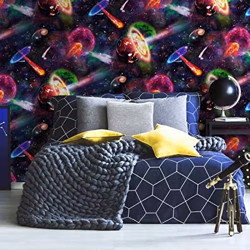 Holden Decor Nebula Space Galaxy Cosmic Dust Abstract Wallpaper in Multicolour, Blue and Black – 2