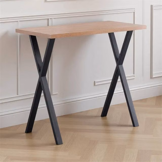 Nordara Oak X-Leg Bar Table in Brown, H 104.0 x W 60.0 x D 50.0 cm – 1