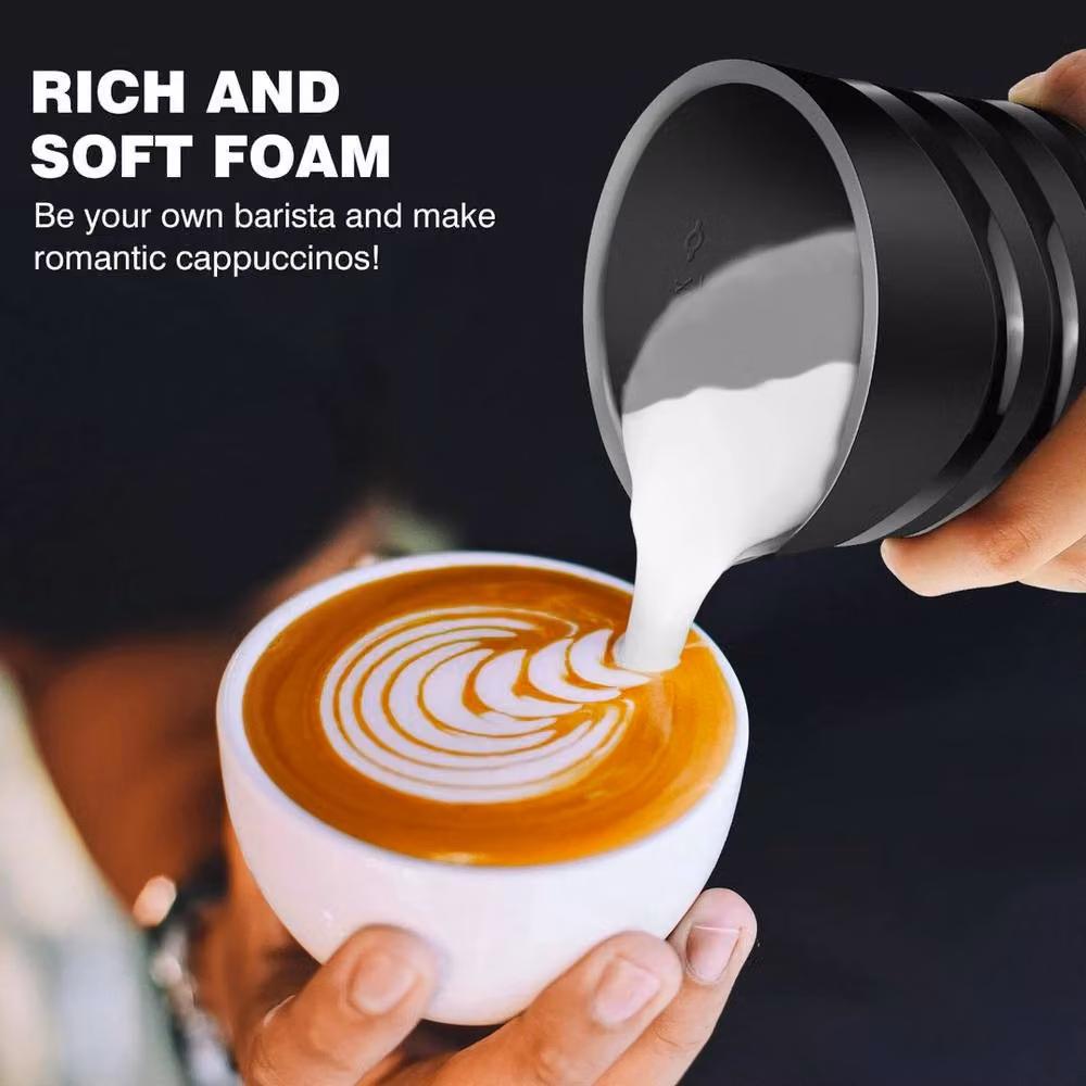 FLAVORA 4-in-1 Automatic Electric Milk Frother and Warmer in Black – 5