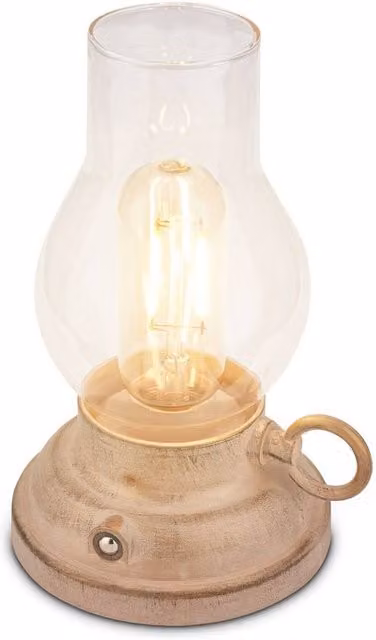 BRILONER Antique Style Rechargeable LED Tabletop Lantern, Beige – 1