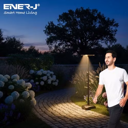 ENER-J 240W Solar LED Garden Bollard Light with PIR Motion Sensor, 25W Panel, 24Ah Battery, CCT Switchable and Remote Control, White – 5