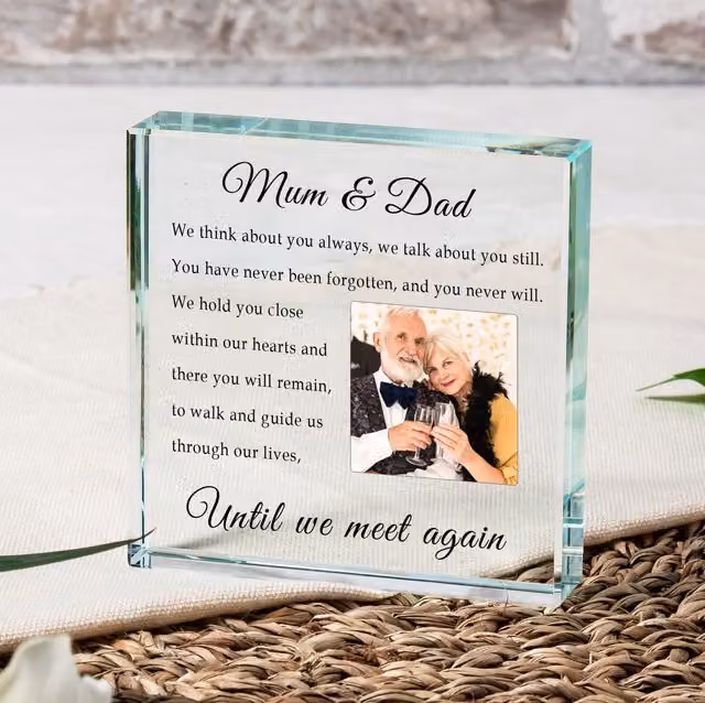Uniqueful Personalised Until We Meet Again Glass Token Sympathy Keepsake in Transparent and Beige