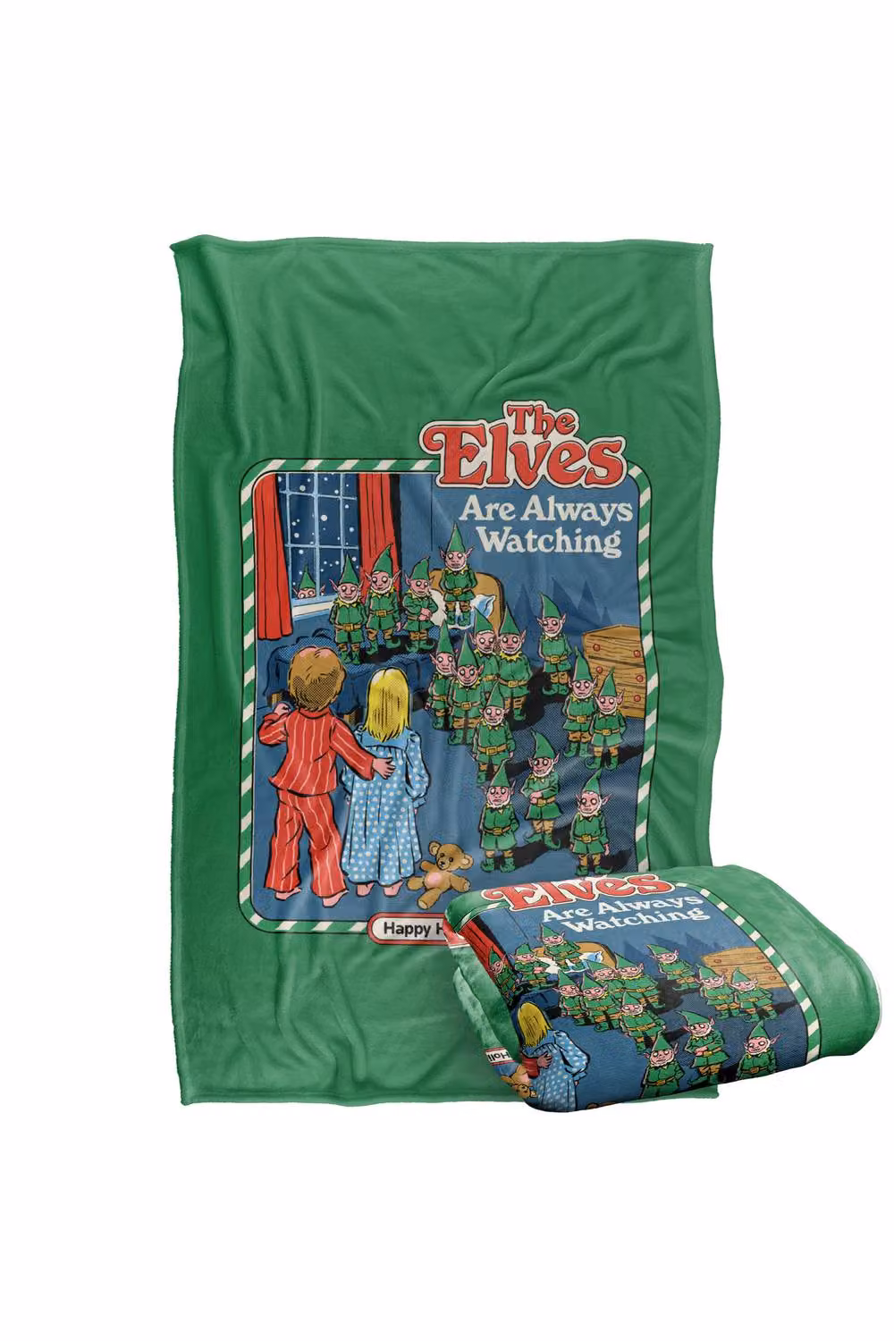 Steven Rhodes The Elves Are Always Watching Multicolour Fleece Throw Blanket W/D/H: 91 x 147 cm – 2