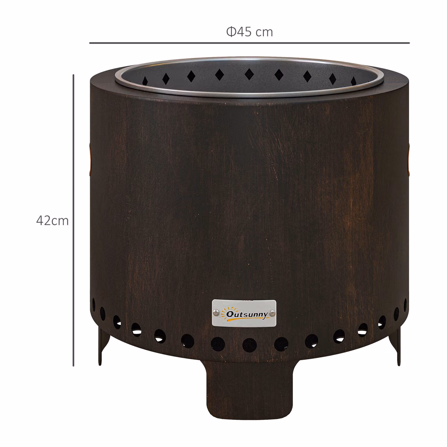 Outsunny Metal Smokeless Wood-burning Fire Pit Bowl, Black, W: 45 cm, D: 45 cm, H: 42 cm – 3