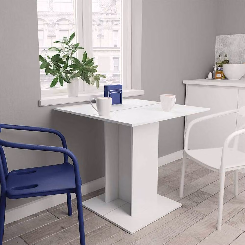 Berkfield Home Beautiful White Square Dining Table in Matt MDF, W/D/H: 80 x 80 x 75 cm – 2