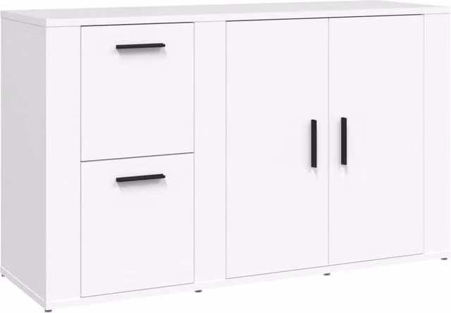 Berkfield Home Classic Sideboard in White, W/D/H: 100 x 33 x 59.5 cm