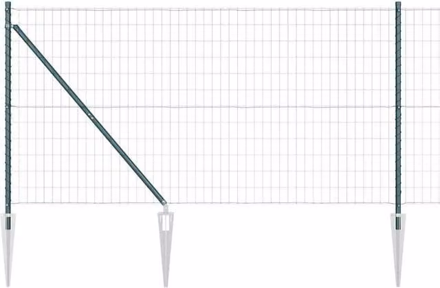 Berkfield Home Euro Fence in Green Galvanised Steel with 7 Spike Posts, W: 10 m, H: 1.2 m