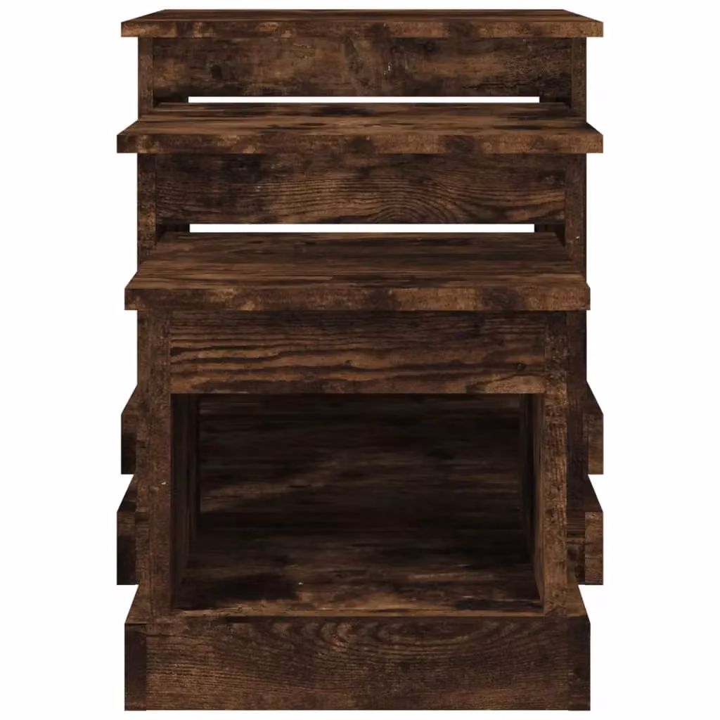 Berkfield Home Nesting Tables, 3 Piece Set in Smoked Oak Brown Engineered Wood – 5