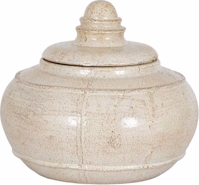 Lemon Pavilion Furniture and Decor Tarn Collection Medium Ceramic Pot with Lid, White, W: 20 cm, D: 20 cm, H: 12 cm