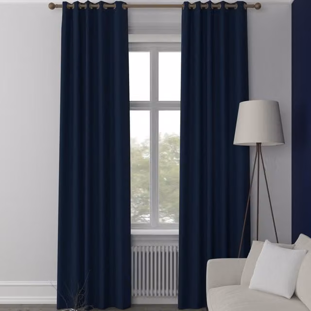 Terrys Clarence Blue Velvet Made to Measure Eyelet Curtain Panel