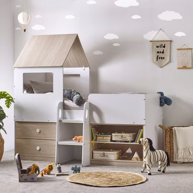 Julian Bowen Orpheus Midsleeper Bed in White and Pale Wood
