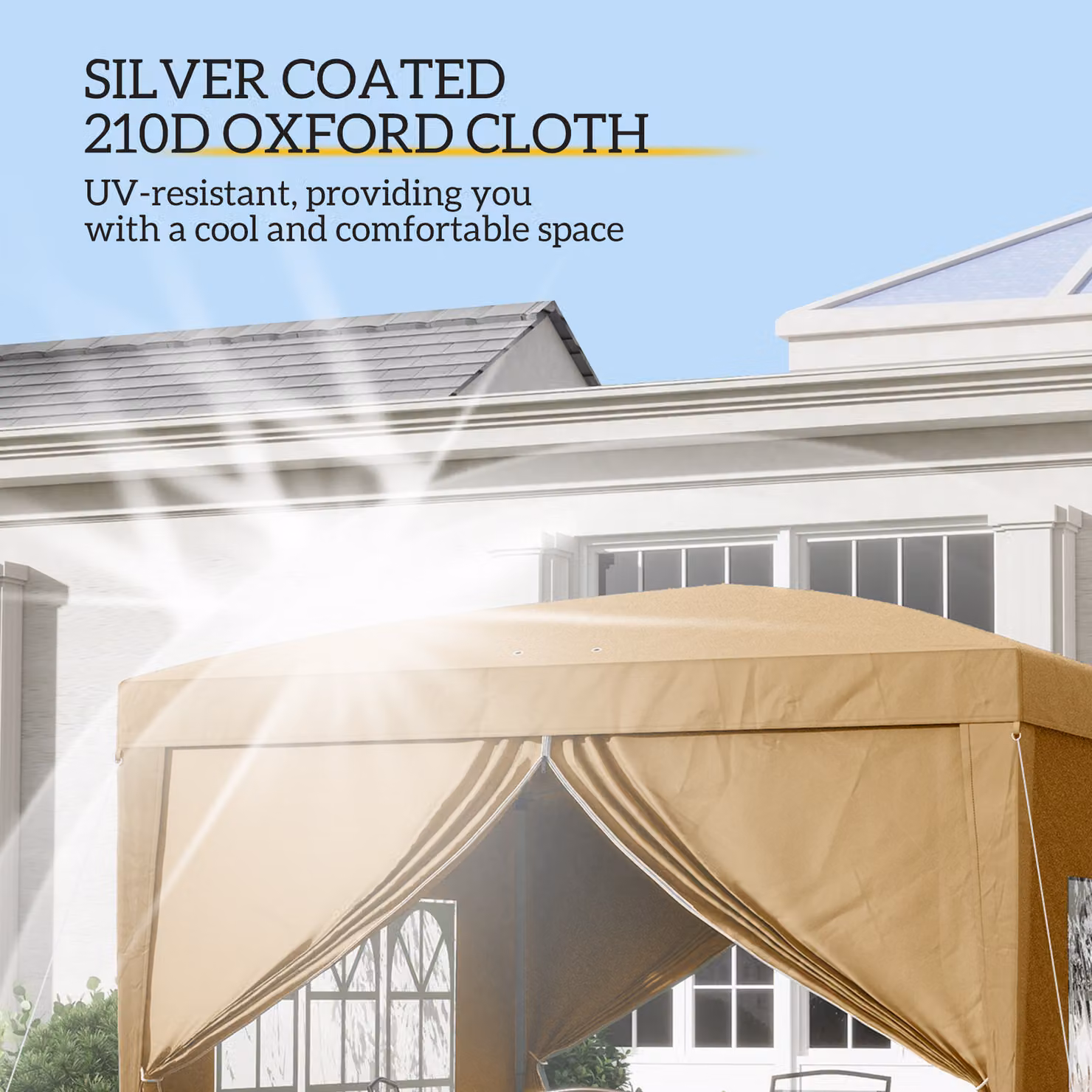 Outsunny Pop Up Gazebo with Sides in Beige – 4