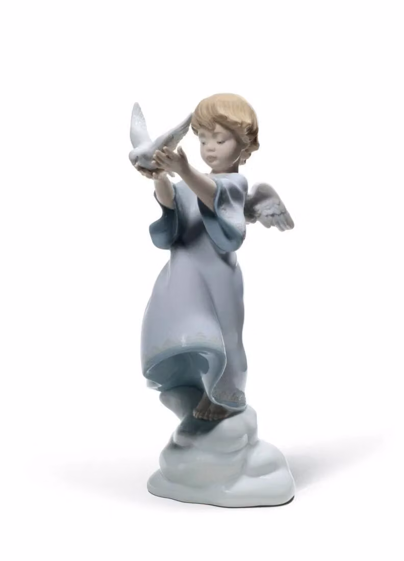 Lladró Peace on Earth Angel Porcelain Figurine in White and Multicolour