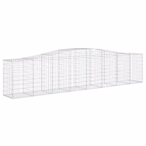 vidaXL Arched Gabion Basket in Silver Galvanised Steel, W: 400 cm, D: 50 cm, H: 80/100 cm – 1