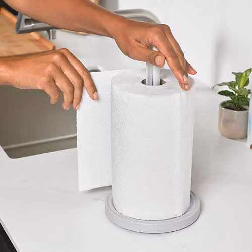 ReBorn Recycled Freestanding Kitchen Roll Holder in Stone, W/D/H: 16.0 x 30.0 x 7.62 cm – 2