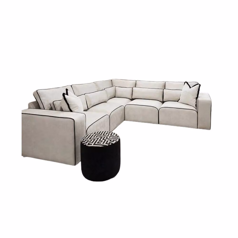 Home & Love Sloane Luxury Fixedback Left-Facing Corner Sofa in Beige Fabric – 2