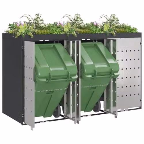 vidaXL Wheelie Bin Storage for 3 Bins in Anthracite Steel – 1