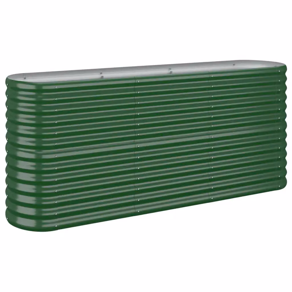 Berkfield Home Garden Powder-coated Steel Raised Bed in Green, W/D/H: 152 x 40 x 68 cm – 2