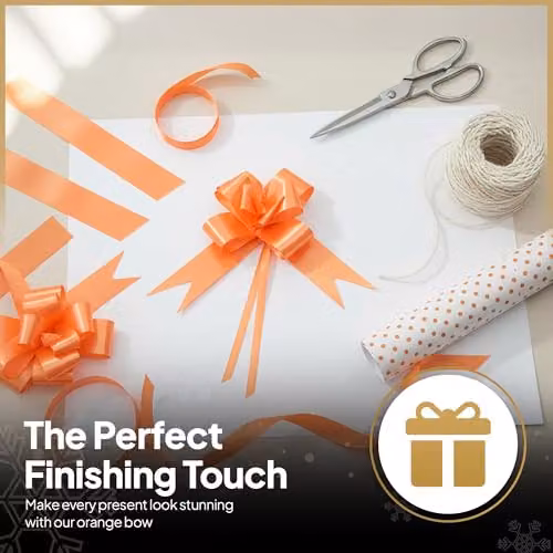 Shatchi 60pcs Orange Pull Bows, 5cm Diameter for Gift Wrapping and Party Decorations – 2