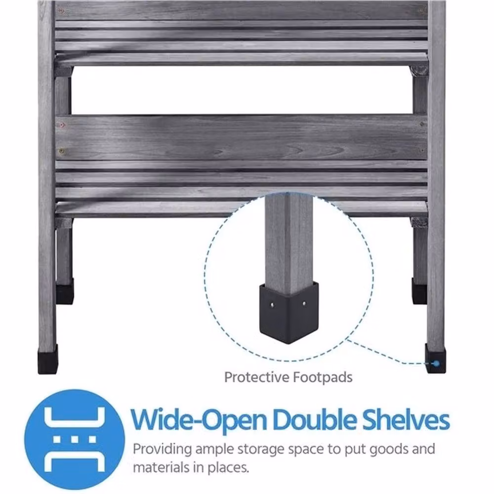 Kelvenix Grey Wooden Garden Potting Bench Table W/D/H: 90 x 37 x 37 cm – 5