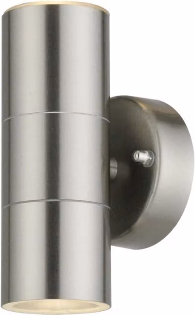 First Choice Lighting Blaze Stainless Steel Outdoor Up Down Wall Light in Silver – 1