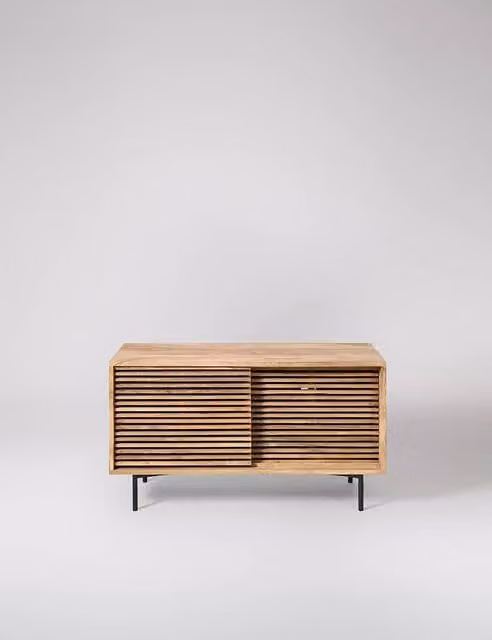 Swoon Weaving Mango Wood 2 Door Media Unit in Brown and Beige