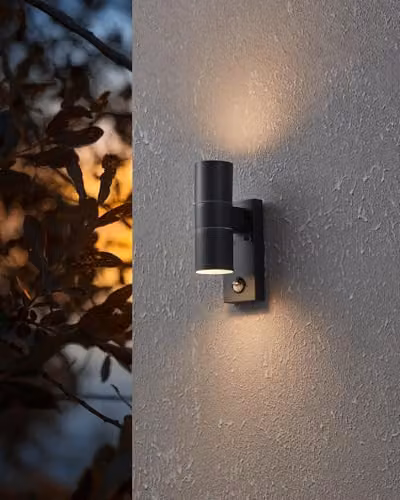 Eglo Riga 5 Metal IP44 Outdoor Wall Light with Motion Sensor in Black or Anthracite Grey – 2