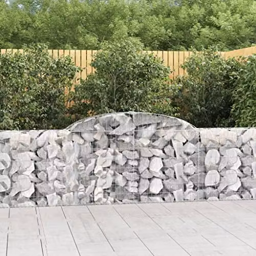 vidaXL Arched Gabion Baskets, 4 Pieces, Silver Galvanised Steel, W: 300 cm, D: 30 cm, H: 80/100 cm – 2