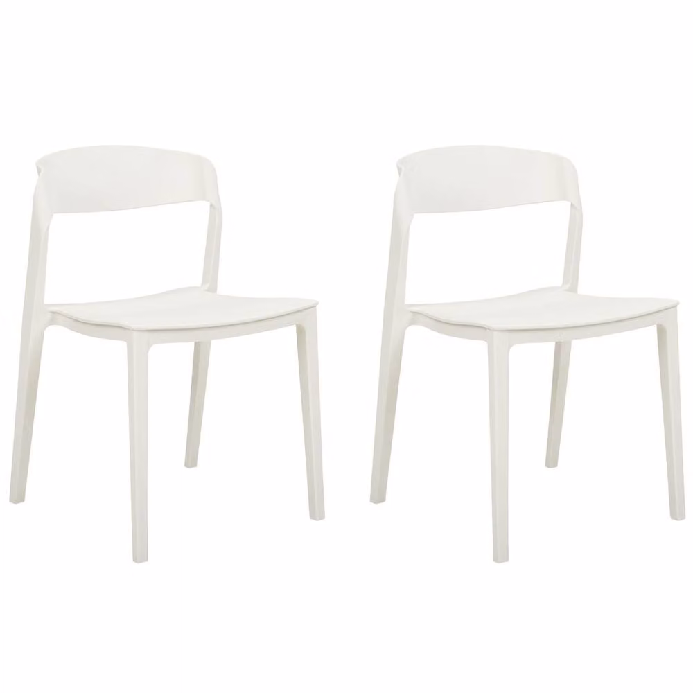 Wyld and Coco Set of 2 White Stackable Armless Polypropylene Conference Chairs – 2
