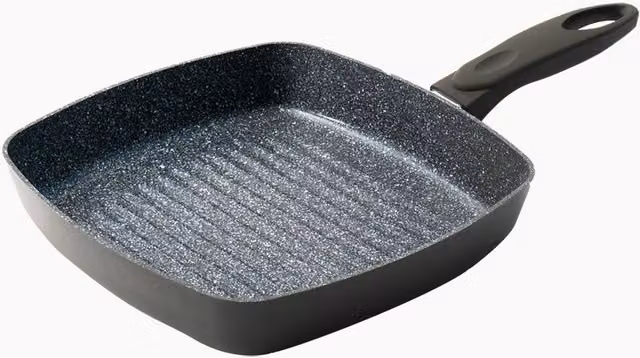 Durastone Grey Ceramic Non Stick Aluminium Square Grill Pan, 24 cm