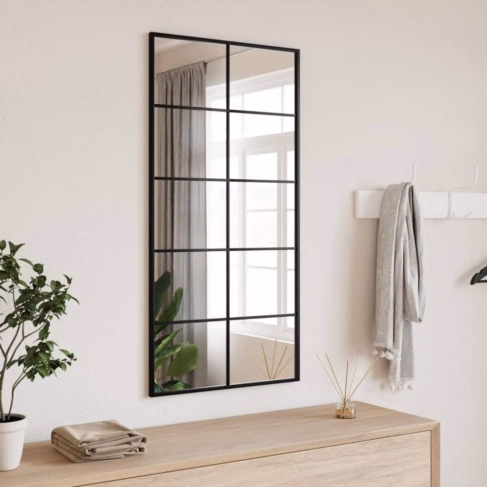 Berkfield Home Rectangular Wall Mirror in Black Metal and Glass, W: 50 cm, H: 100 cm – 2