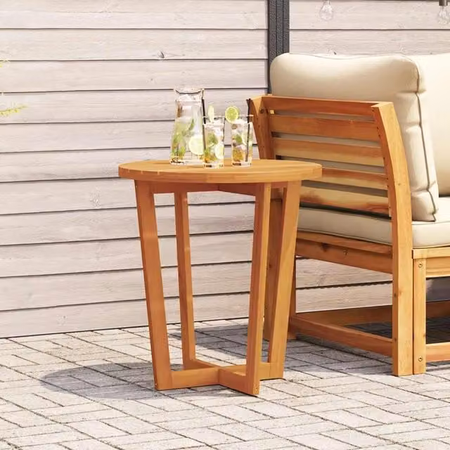 Berkfield Home Round Acacia Wood Garden Side Table, Brown, W/D/H: 70 x 70 x 75 cm – 1