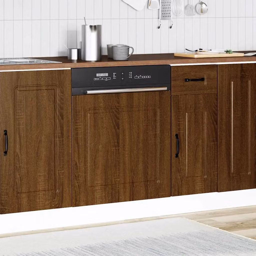 Berkfield Home Kalmar Dishwasher Panel in Brown Oak, H 67 x W 60 x D 1.5 cm – 3