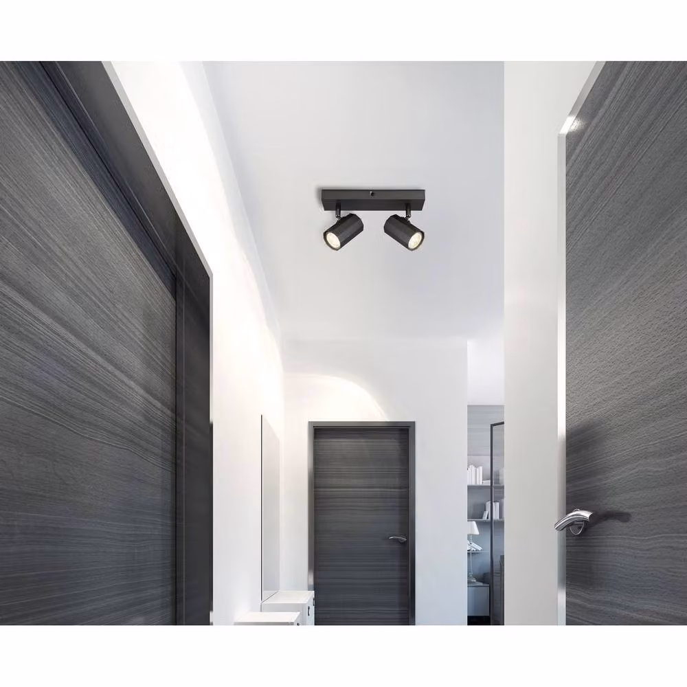 Globo Lighting James Twin Ceiling Spotlight, Grey, Adjustable Metal, 2x GU10, W/D/H: 26 x 6 x 14.5 cm – 5