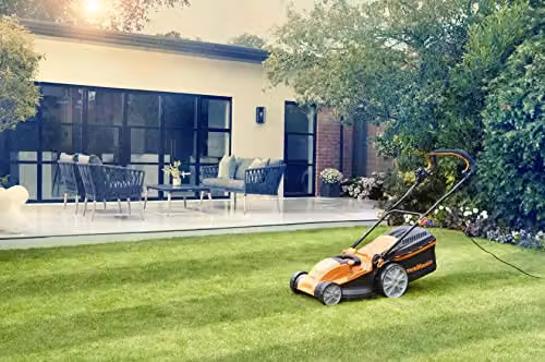 LawnMaster 1800W 40cm Electric Lawnmower with Rear Roller and 350W 2-in-1 Grass Trimmer and Edger Set in Orange – 2