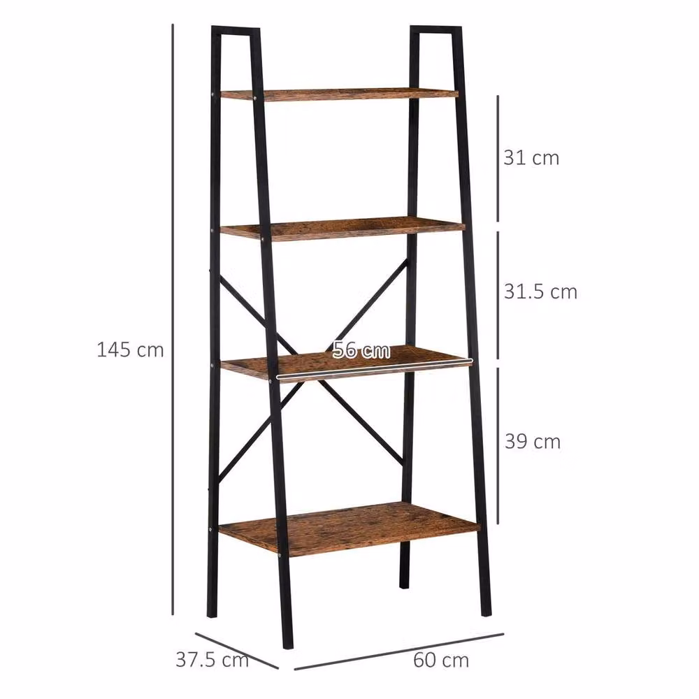 EONLION 4-Tier Minimalist Freestanding Ladder Shelf Unit in Black – 2