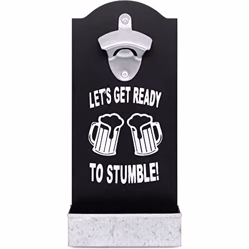 Maison Des Cadeaux Retro Irish Slogan Beer Bottle Opener and Cap Catcher, Black Wooden Wall Mounted Decor – 3