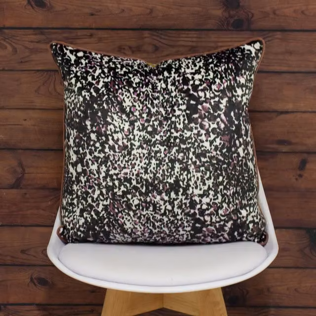 Make It A Home Mika Leopard Cushion in Rose Pink and Green