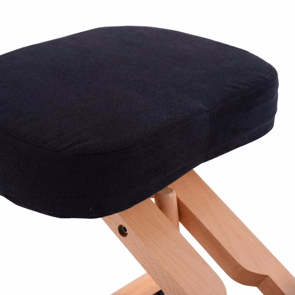 NESTLUNE Black Wooden Ergonomic Kneeling Chair with Castors – 5