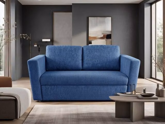 DS Living The Brenta 2 Seater Navy Blue Fabric Slide Storage Sofa with Sleeping Function – 1