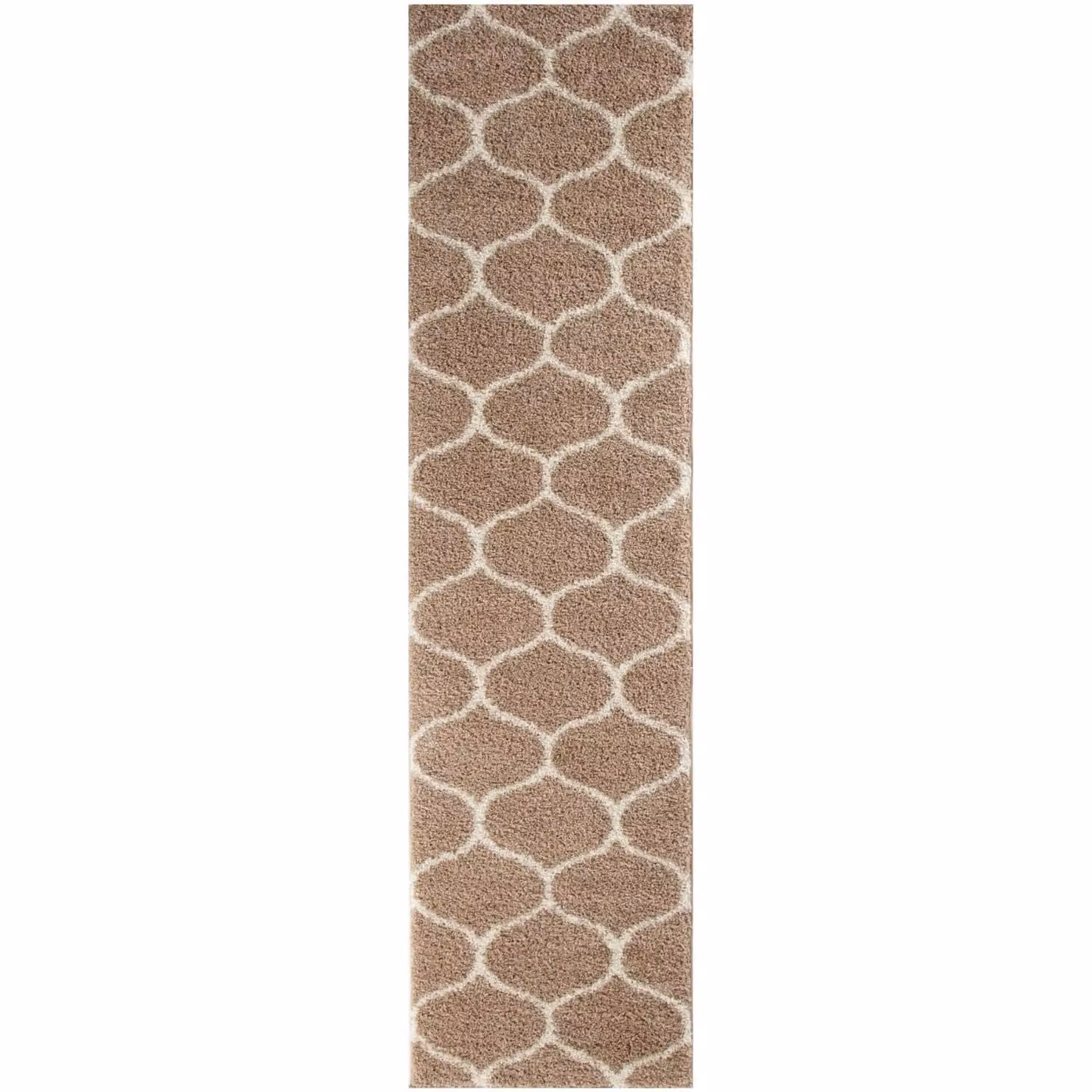 THE RUGS Soft Trellis Moroccan Shaggy Rug, Beige and Ivory, W: 180 cm, L: 270 cm – 3