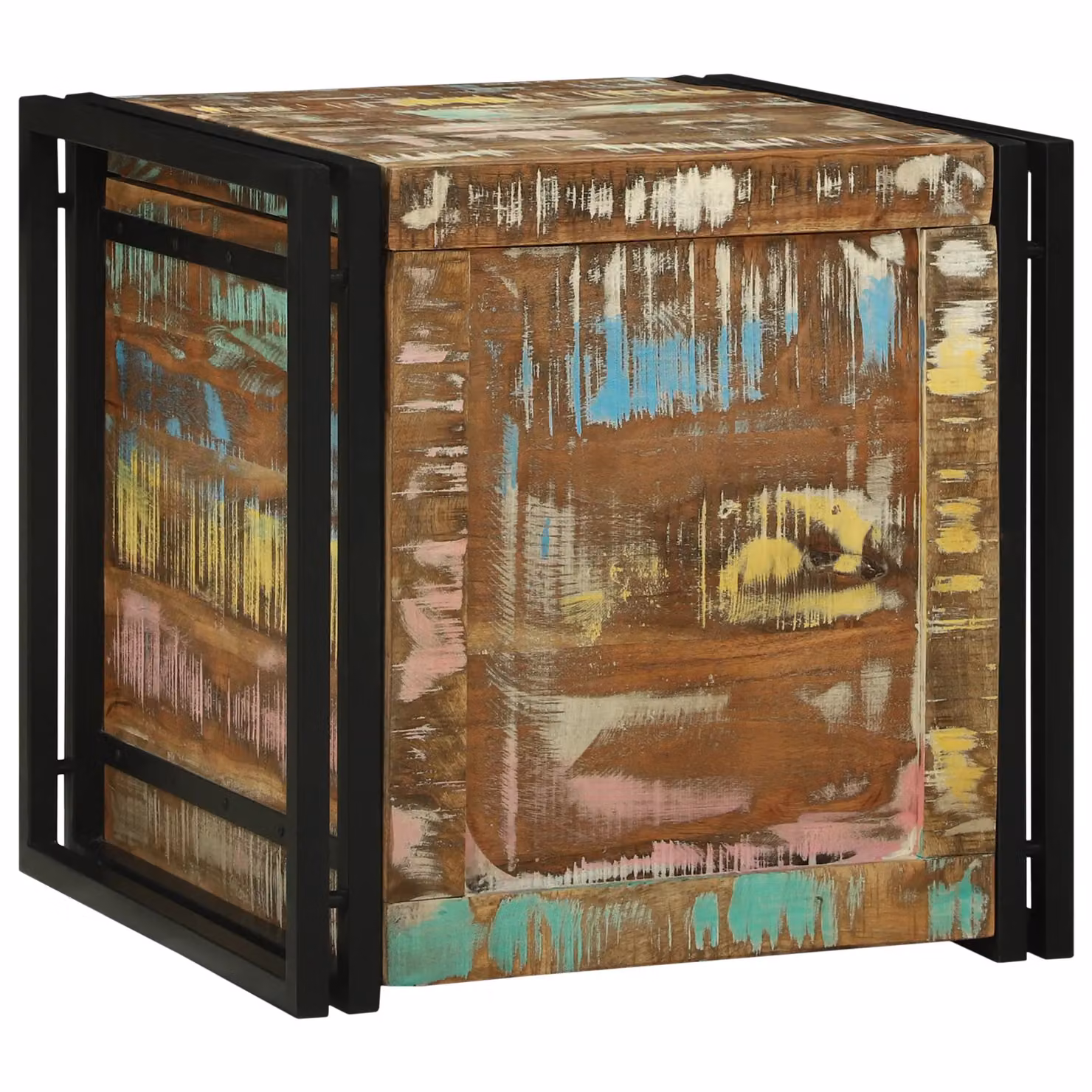 Berkfield Home Rustic Solid Reclaimed Wood Storage Chest in Brown and Black, W/D/H: 50 x 50 x 50 cm – 3