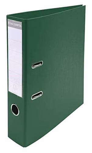 Exacompta Prem'Touch PVC Lever Arch File for A4 Documents, 2 Rings, Dark Green, 70mm Spine